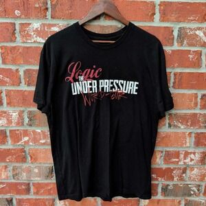 Logic Under Pressure World Tour T-Shirt‎ Mens Large Black Graphic Rap Tee